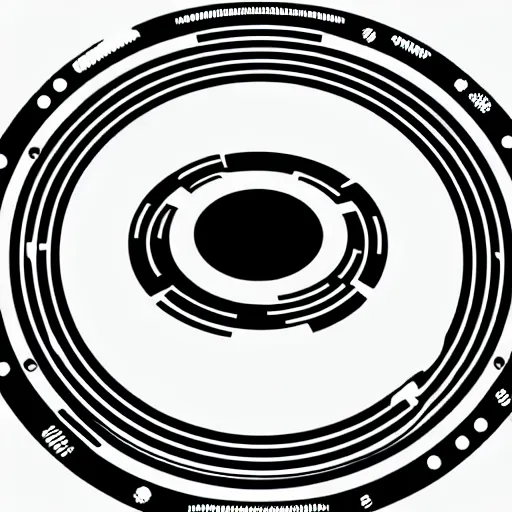 Image similar to black and white sci fi luxury themed svg vector art panel for cnc plasma, laser, stencil, unique art deco hole through circuit design