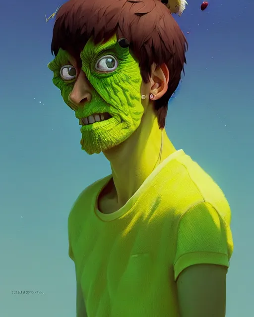 Image similar to highly detailed vfx portrait of a character of a tennis ball monster stephen bliss, unrealengine, greg rutkowski, loish, rhads, beeple, makoto shinkai and lois van baarle, ilya kuvshinov, rossdraws, tom bagshaw,