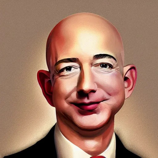 Prompt: painting of Jeff Bezos with beard and long hair