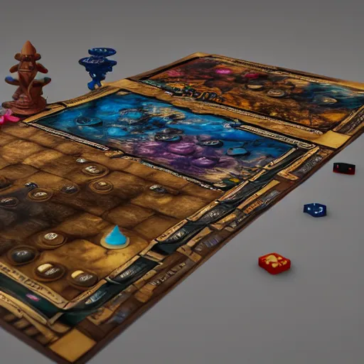 Image similar to hyperrealistic dslr film still of board game dungeons & dragons board game, stunning 8 k octane comprehensive 3 d render, inspired by istvan sandorfi & greg rutkowski & unreal engine, perfect symmetry, dim volumetric cinematic lighting, extremely hyper - detailed, extremely lifelike attributes & lifelike texture, intricate, masterpiece, artstation, stunning