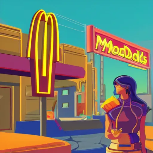 Prompt: mcdonald in kingdom of atlantis. fine art, trending on artstation, smooth draw synthwave neon,