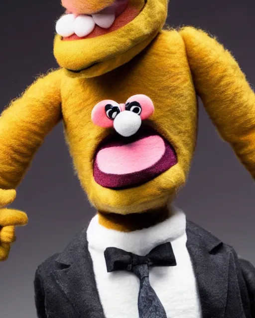 Prompt: triple h as a muppet. highly detailed felt. hyper real photo. 4 k.