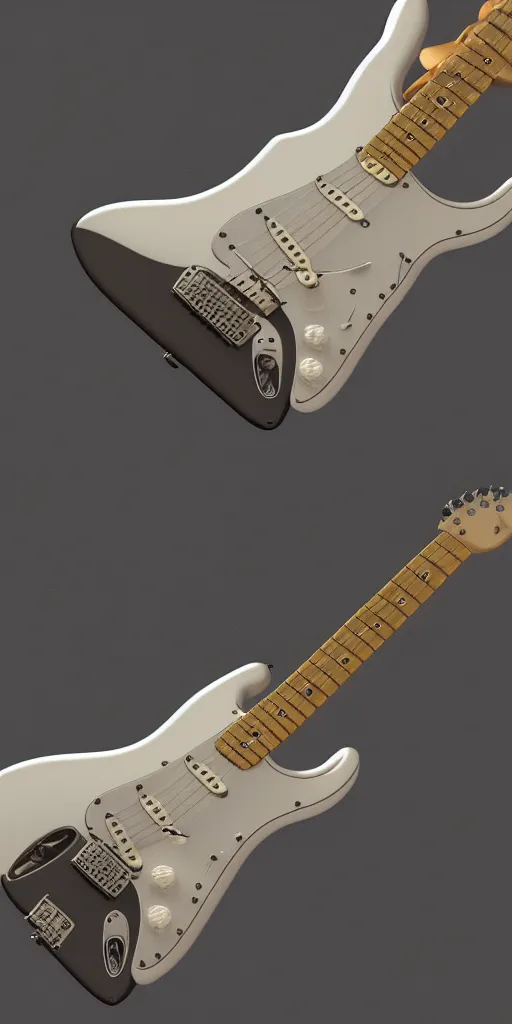 Image similar to model of stratocaster, unreal engine 5, 3 d render, cinematic lighting, detailed product photo