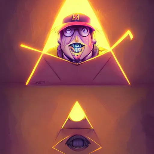 Prompt: bill cipher from gravity falls by ross tran, artgerm, marc simonetti