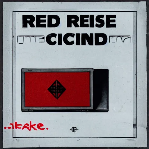 Image similar to close photograph of a cd cover with a red rectangle on it