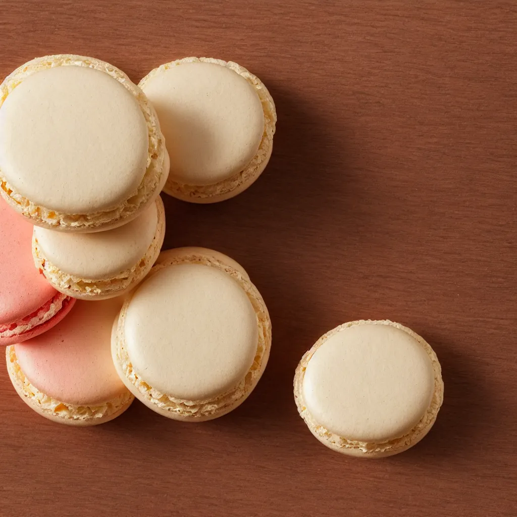 Prompt: close up view of a macaron on top of a wooden table, 8k, photorealistic, proper shading