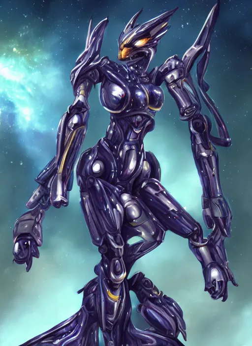 Image similar to cinematic goddess shot, cosmic sized perfectly proportioned stunning beautiful hot anthropomorphic robot mecha female dragon, in space, nebula sized, larger than galaxies, holding onto a galaxy, silver armor, epic proportions, epic size, epic scale, digital art, furry art, macro art, dragon art, giantess art, warframe fanart, furaffinity, deviantart