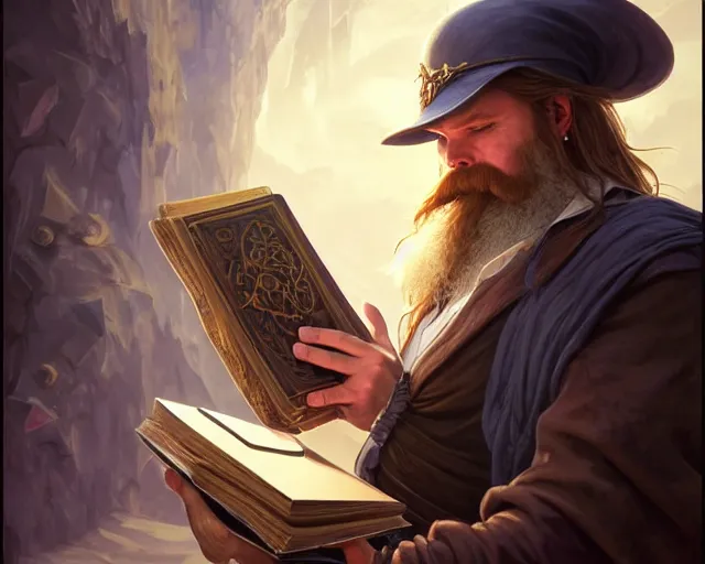 Image similar to smooth mcgroove in final fantasy, holding a stack of books, deep focus, d & d, fantasy, intricate, elegant, highly detailed, digital painting, artstation, concept art, matte, sharp focus, illustration, hearthstone, art by artgerm and greg rutkowski and alphonse mucha