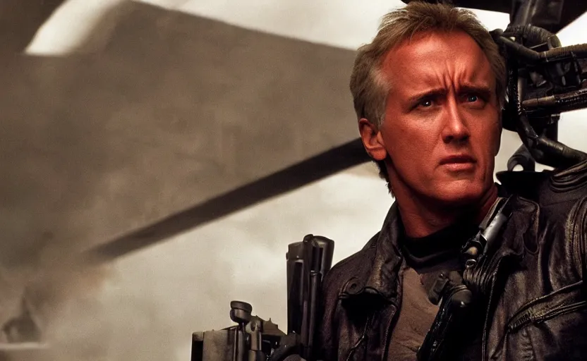 Prompt: VFX film James Cameron's The Terminator starring Jaleel White