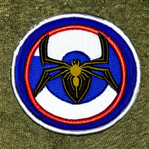 Prompt: photograph of a spiderman military patch