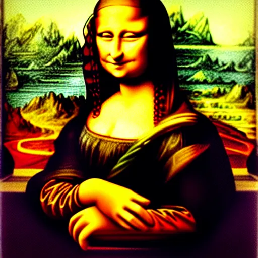 Image similar to a painting of the mona lisa by bob ross