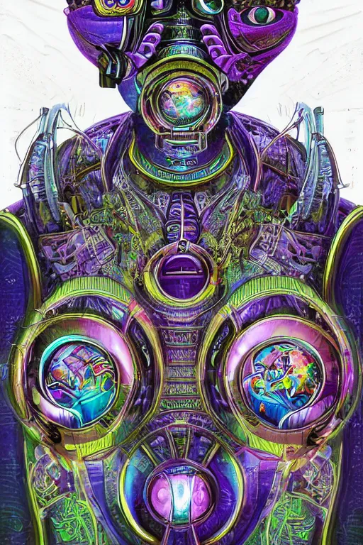 Prompt: a detailed portrait of a fashionable cyberpunk egyptian mayan deity aliens extraterrestrial wearing an ornate cyberdelic gas mask in the style of escher and william blake and stephen gammell and lisa frank in the style of adorable dark fantasy, fantasy, surrealism, crisp, award winning art, vivid colors, cmyk color scheme, low contrast, tilt shift, 8 k