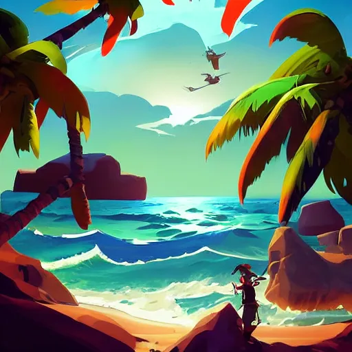 Image similar to painting treasure on sea of thieves game smooth median photoshop filter cutout vector, behance hd by jesper ejsing, by rhads, makoto shinkai and lois van baarle, ilya kuvshinov, rossdraws global illumination