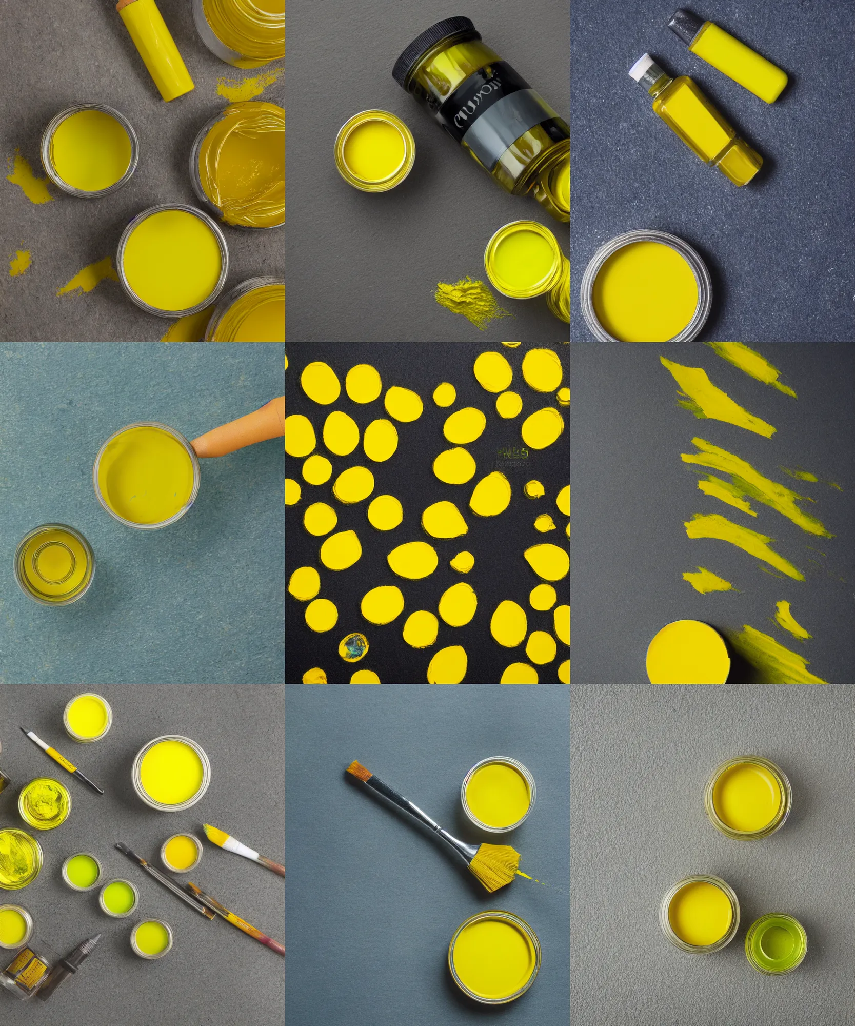 Prompt: cadmium yellow oil paint, product photography