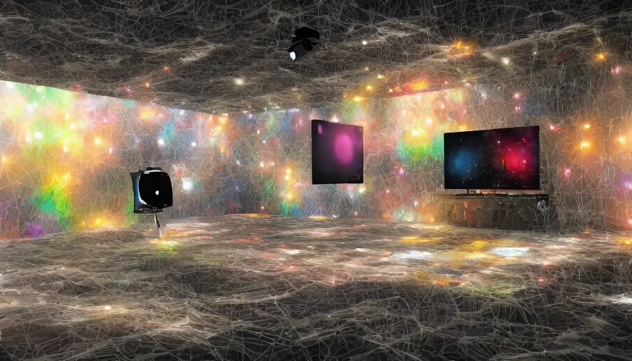 Image similar to a backdrop for a tv show about experimental music and art, ultra - realistic, 4 k, color, trending on artstation