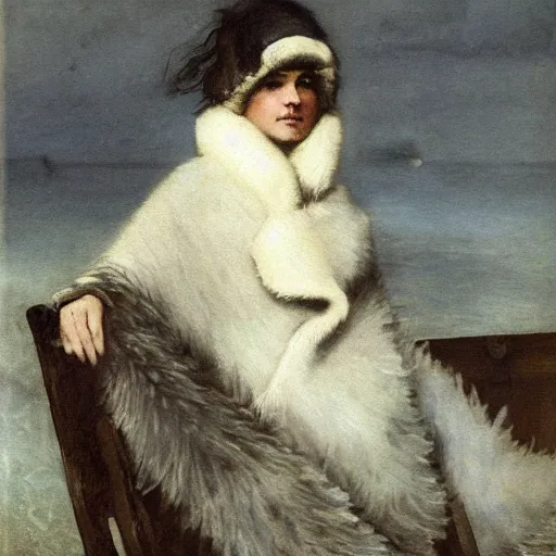 Image similar to female arctic explorer by alfred stevens