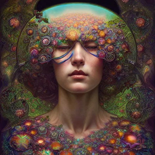 Image similar to hyper detailed masterpiece, floral pattern, jean giraud, digital art painting, matte painting, beautiful, psychedelic, artgerm, donato giancola, tom bagshaw