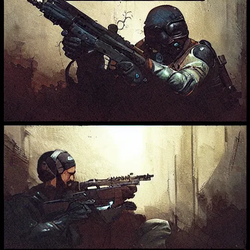 Image similar to counter strike, vintage comic by greg rutkowski