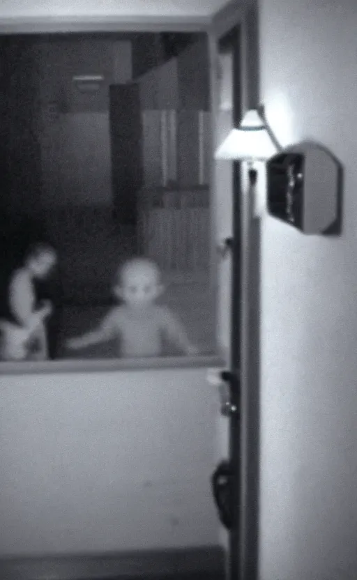 Image similar to black and white cctv footage of paranormal activity
