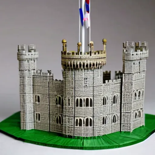 Image similar to a model of windsor castle made of paper clips