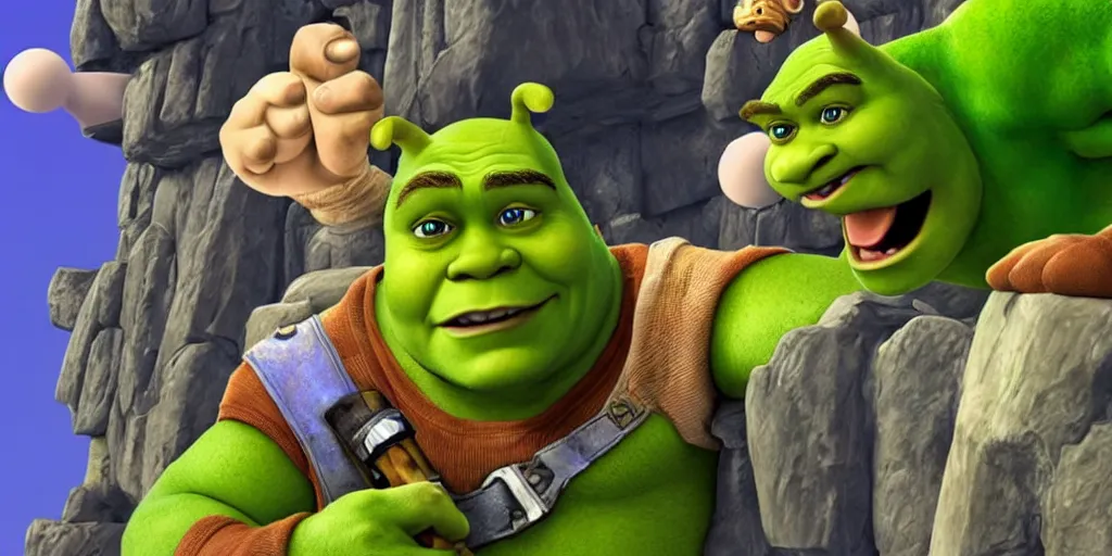 Prompt: Shrek playing super smash brothers