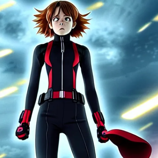 Image similar to Still image of Ochako Uraraka as Black Widow in Avengers (2012), cinematic shot, 8k, hyperdetailed