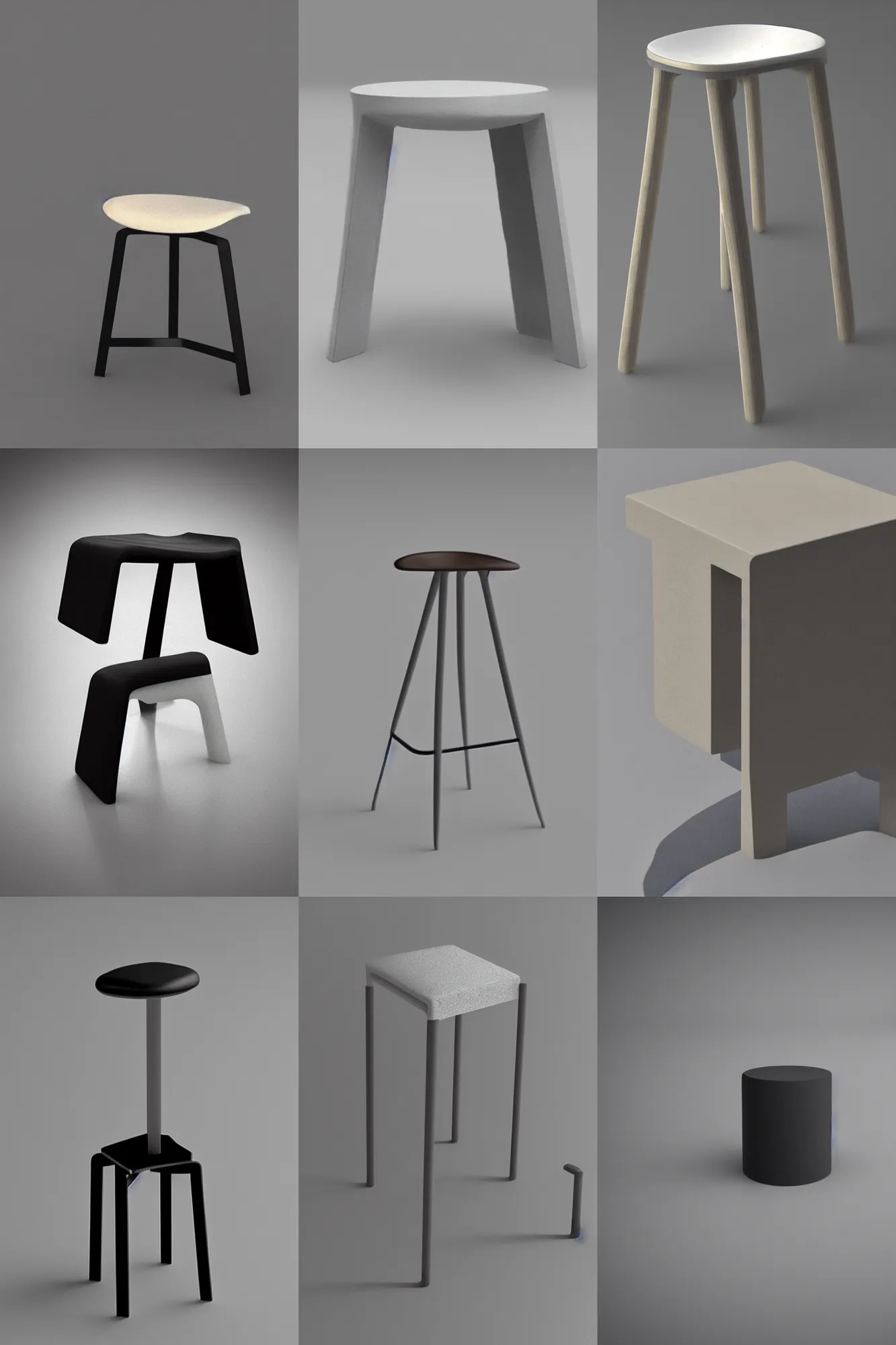 Prompt: realistic rendering for stool, brutalism style stool, designed by moshe saf die