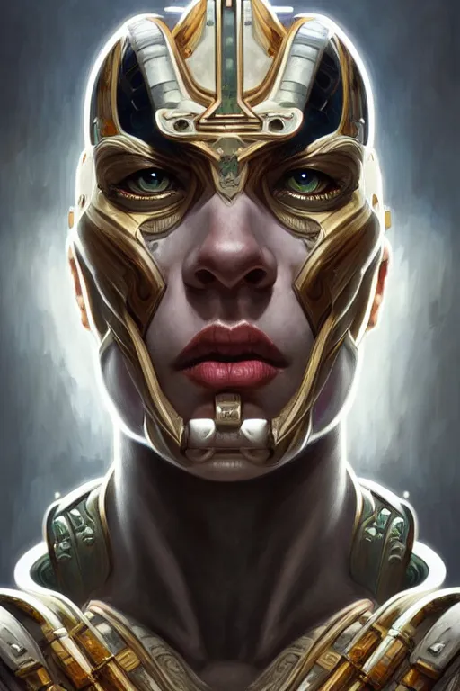 Image similar to symmetry!! portrait of cyborg loki in the style of god of war, machine parts embedded into face, intricate, elegant, highly detailed, digital painting, artstation, concept art, smooth, sharp focus, illustration, art by artgerm and greg rutkowski and alphonse mucha, 8 k