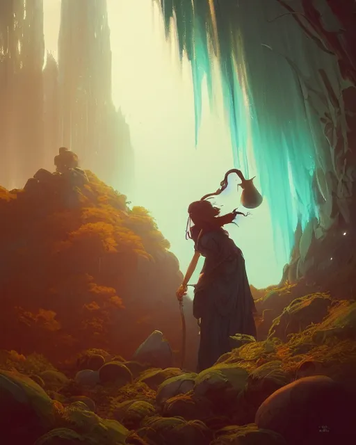 Image similar to highly detailed vfx portrait of a mage casting magic, unreal engine, greg rutkowski, loish, rhads, beeple, makoto shinkai and lois van baarle, ilya kuvshinov, rossdraws, tom bagshaw, alphonse mucha, global illumination, detailed and intricate environment