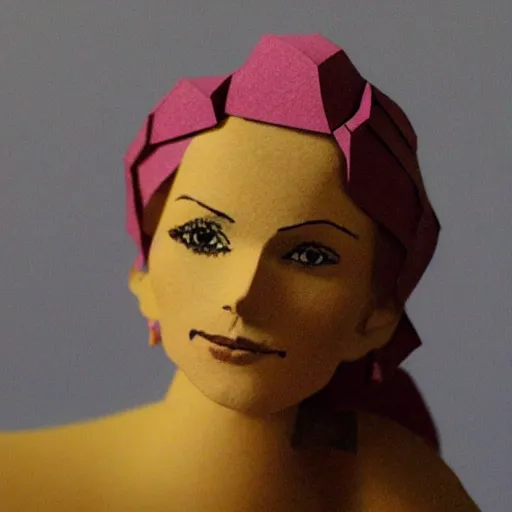 Image similar to a paper model of lucy jeartfilia, paper modeling art.