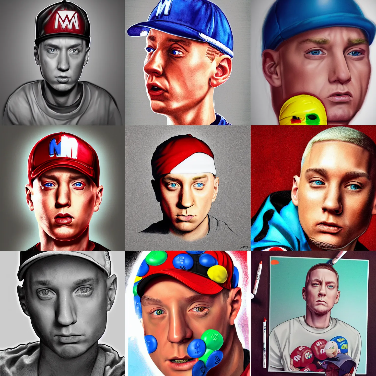 Prompt: eminem as an m & m, artstation, digital art, detailed