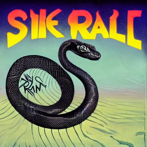 Prompt: a snake stars in singing i'm the rain album cover,