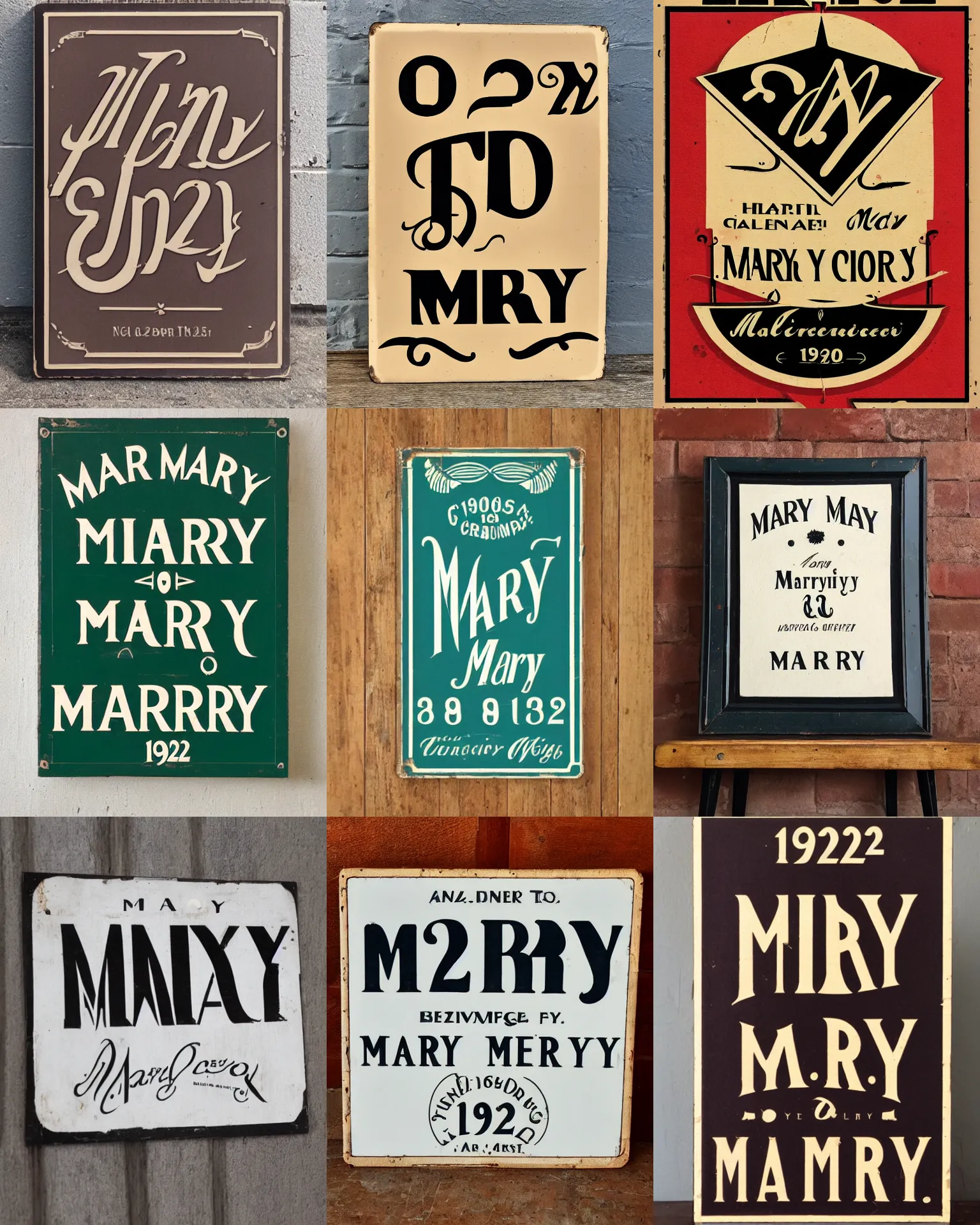 1 9 2 0 S Sign With The Name Mary In 2 Colour Font Stable Diffusion 