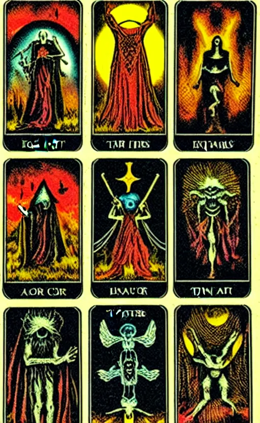 Image similar to tarot cards horror cult