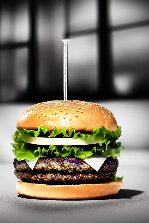 Prompt: burger made of solid diamond, designed by tiffany and swarovski, symmetry, cinematic, elegant, luxury materials, glass, diamonds, perfect light, perfect composition, dlsr photography, sharp focus, 4 k, ultra hd, sense of awe