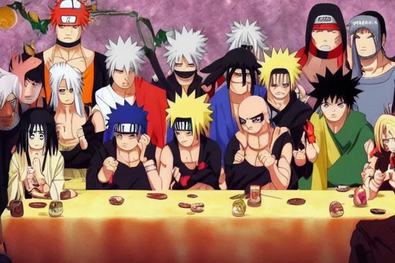 Prompt: last supper naruto characters