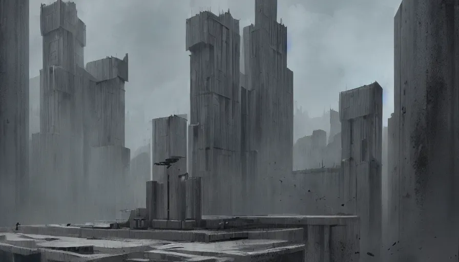 Image similar to big base brutalist sovietic, concept art by jama jurabaev, cinematic shot, trending on artstation, high quality, brush stroke