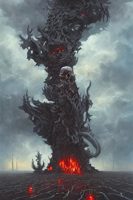 Prompt: highway to hell, extremely detailed painting by gerald brom and and greg rutkowski