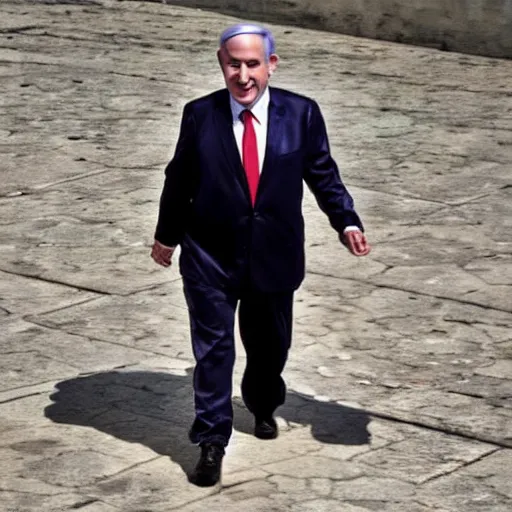 Image similar to Bibi Netanyahu dressed as a jester