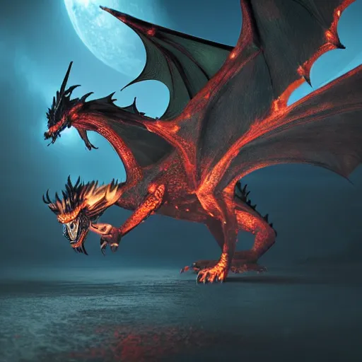 Prompt: Dragon Creepy cosmic color scheme star gazing Unreal Engine Realism