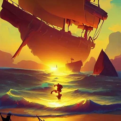 Image similar to painting treasure on sea of thieves game smooth median photoshop filter cutout vector, behance hd by jesper ejsing, by rhads, makoto shinkai and lois van baarle, ilya kuvshinov, rossdraws global illumination