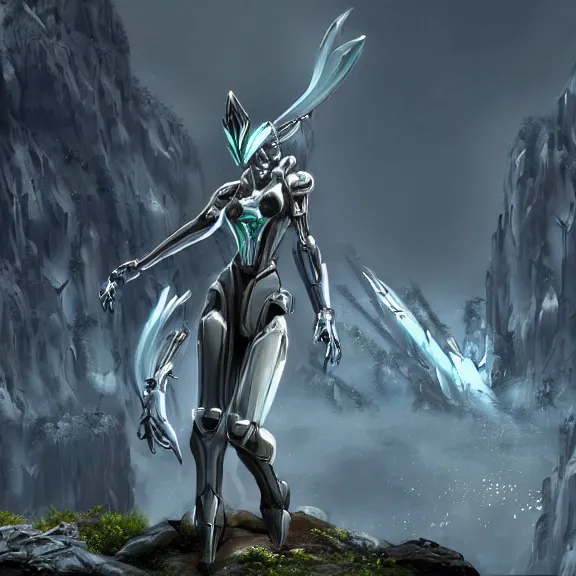 Image similar to extremely detailed cinematic low ground shot of a giant 1000 meter tall beautiful stunning female warframe goddess, that's an anthropomorphic hot robot mecha female dragon, silver sharp streamlined armor, detailed head, sharp claws, glowing Purple LED eyes, sitting cutely on a mountain in the background, a tiny forest with a village in the foregri, dragon art, warframe fanart, Destiny fanart, micro art, macro art, giantess art, fantasy, goddess art, furry art, furaffinity, high quality 3D realism, DeviantArt, Eka's Portal, HD, depth of field