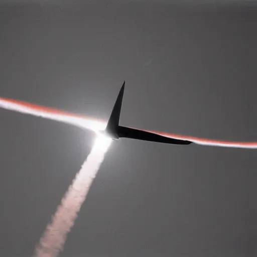 Prompt: sr - 7 1 flying at the edge of the atmosphere with a heat trail following it.