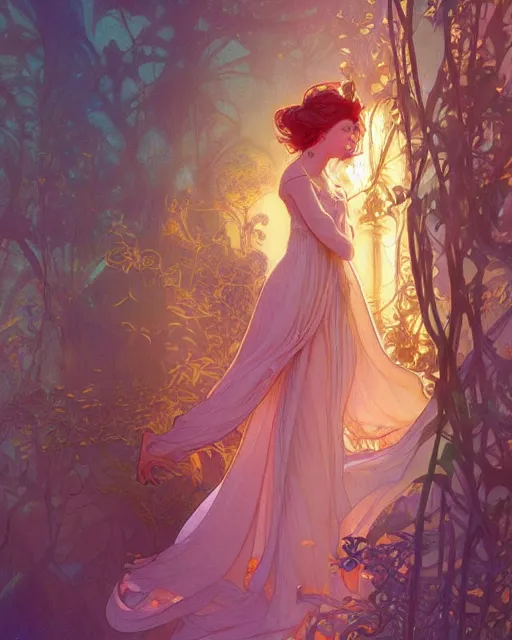 Image similar to secret romance, highly detailed, gold filigree, romantic storybook fantasy, soft cinematic lighting, award, disney concept art watercolor illustration by mandy jurgens and alphonse mucha and alena aenami, pastel color palette, featured on artstation