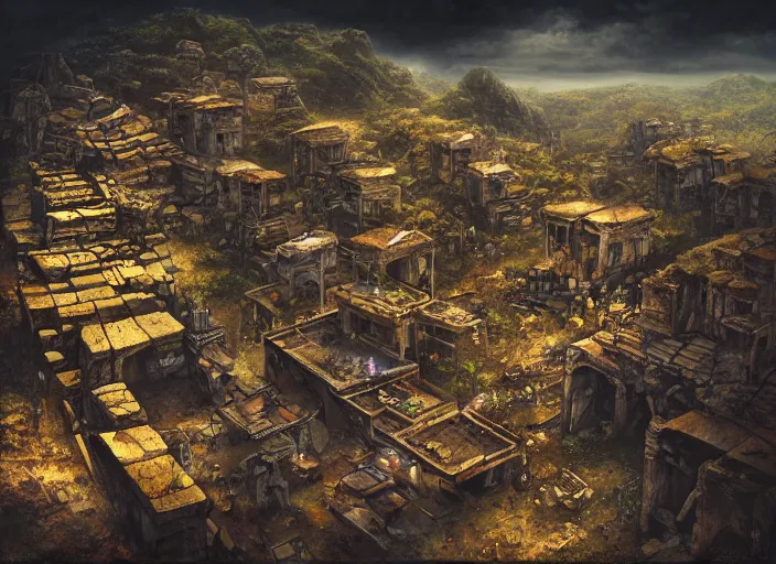 Image similar to ancient ruins favela, outer space environment, scenery, professional, award - winning, trending on artstation, hyper detailed, realistic, beautiful, emotional, shiny, golden, picture