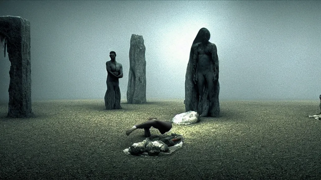 Image similar to i lost my keys at the fountain of youth, film still from the movie directed by denis villeneuve and david cronenberg with art direction by salvador dali and zdzisław beksinski, wide lens