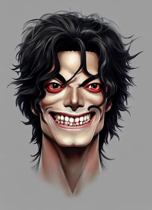 Prompt: centered!! macro head portrait of medieval maniacal smile king michael jackson, artstation, detailed cartoon, elegant, digital painting, concept art, smooth, sharp focus, illustration, ghibli, makoto shinkai, don bluth, fujita goro, jean giraud, akihiko yoshida, tom whalen 8 k