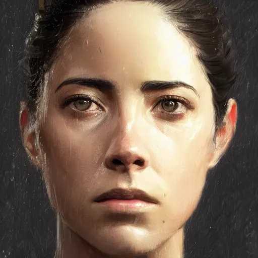 Image similar to portrait of a woman by greg rutkowski, rosa salazar as a colonial marine from aliens franchise, she is about 3 0 years old, military composure, wearing the tactical gear of the colonial marines, highly detailed portrait, digital painting, artstation, concept art, smooth, sharp foccus ilustration, artstation hq