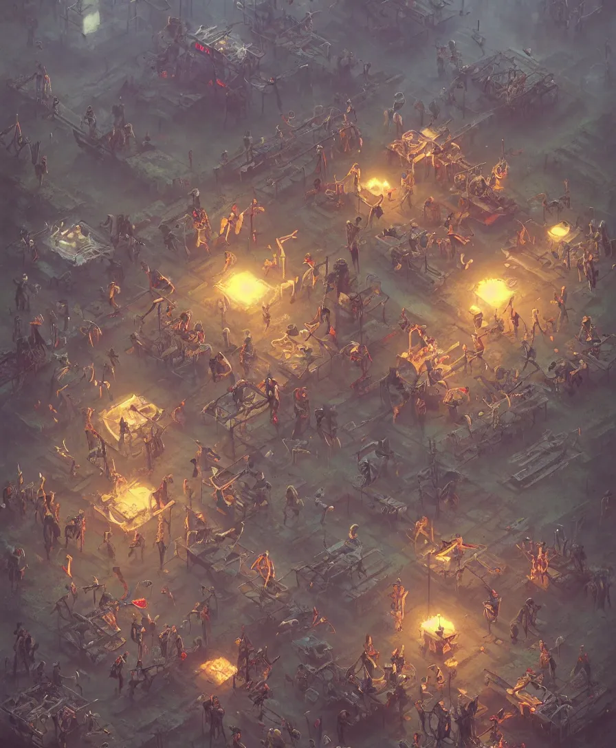 Image similar to roll dem bones, illustrated by Simon Stålenhag and Gaston Bussiere, beautiful volumetric lighting style atmosphere, intricate, ultra detailed, photorealistic, trending on artstation