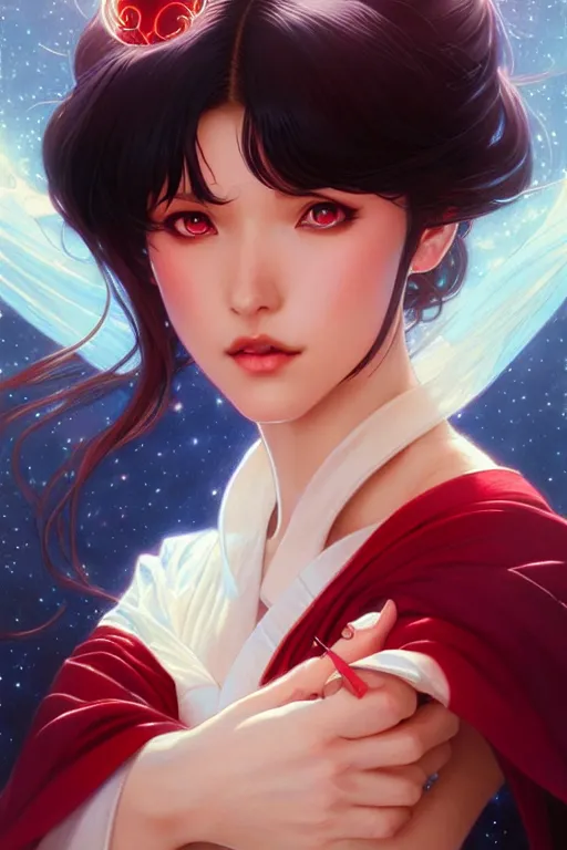 Image similar to sailor mars, fantasy, intricate, elegant, highly detailed, digital painting, artstation, concept art, matte, sharp focus, illustration, art by Artgerm and Greg Rutkowski and Alphonse Mucha